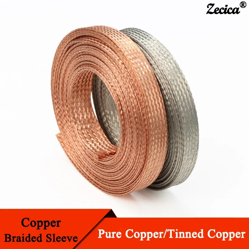 Cable Sleeve Braided - 1/2/5M Copper Braided Sleeve Tinned Plating