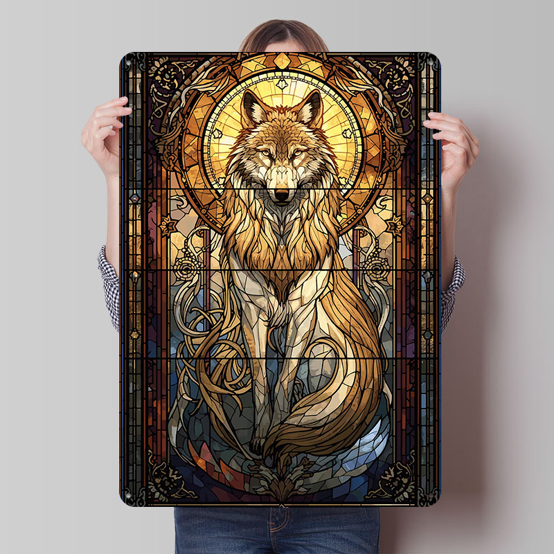 Vintage Gaming Accessories - Stained Glass Wolf Poster Customized Vintage