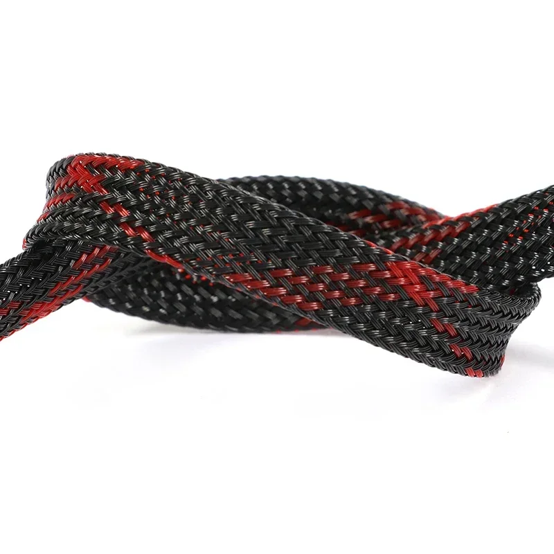 1~50m Black-Red Cross PET Brai - Cable Sleeve Braided ulasan dan harga