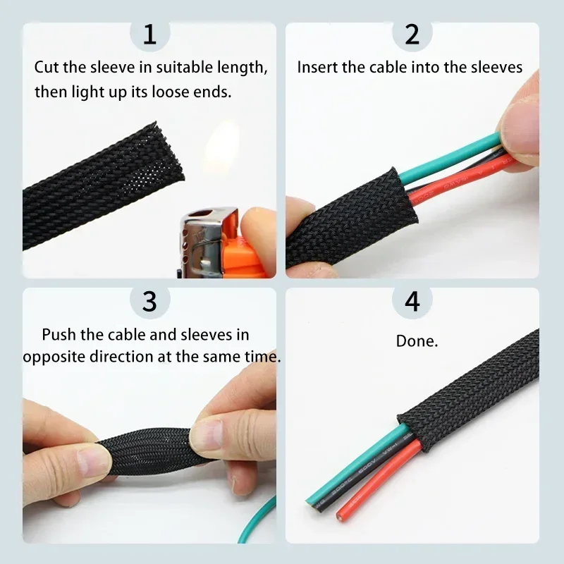 1~50m Black-Red Cross PET Brai - Cable Sleeve Braided ulasan dan harga