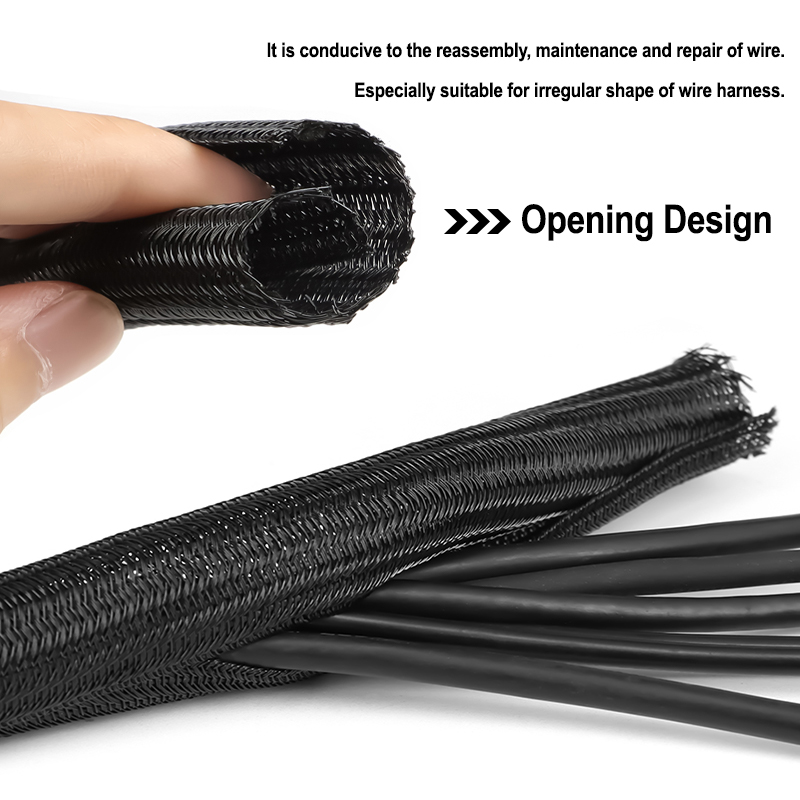 2/10m Black PET Braided Self-C - Cable Sleeve Braided ulasan dan harga