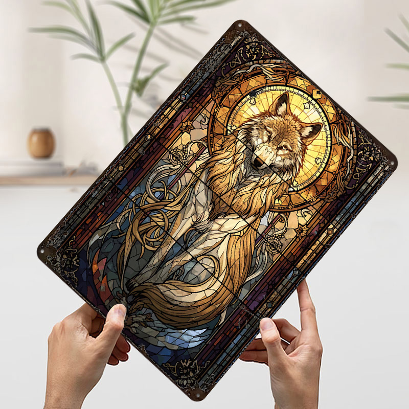 Stained Glass Wolf Poster Cust - Vintage Gaming Accessories ulasan dan harga