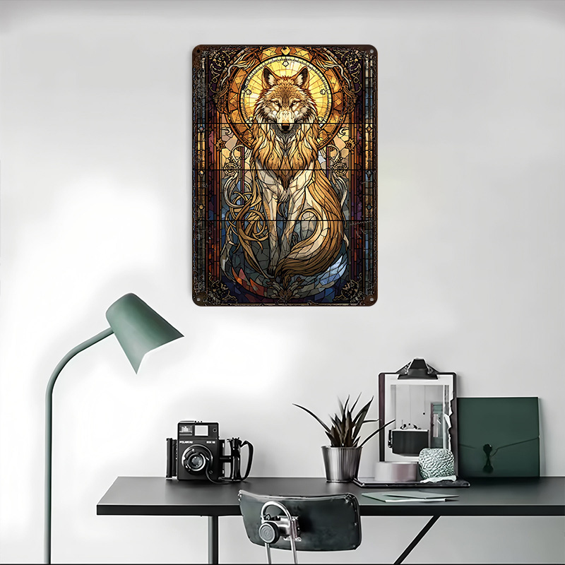 Stained Glass Wolf Poster Cust - Vintage Gaming Accessories ulasan dan harga