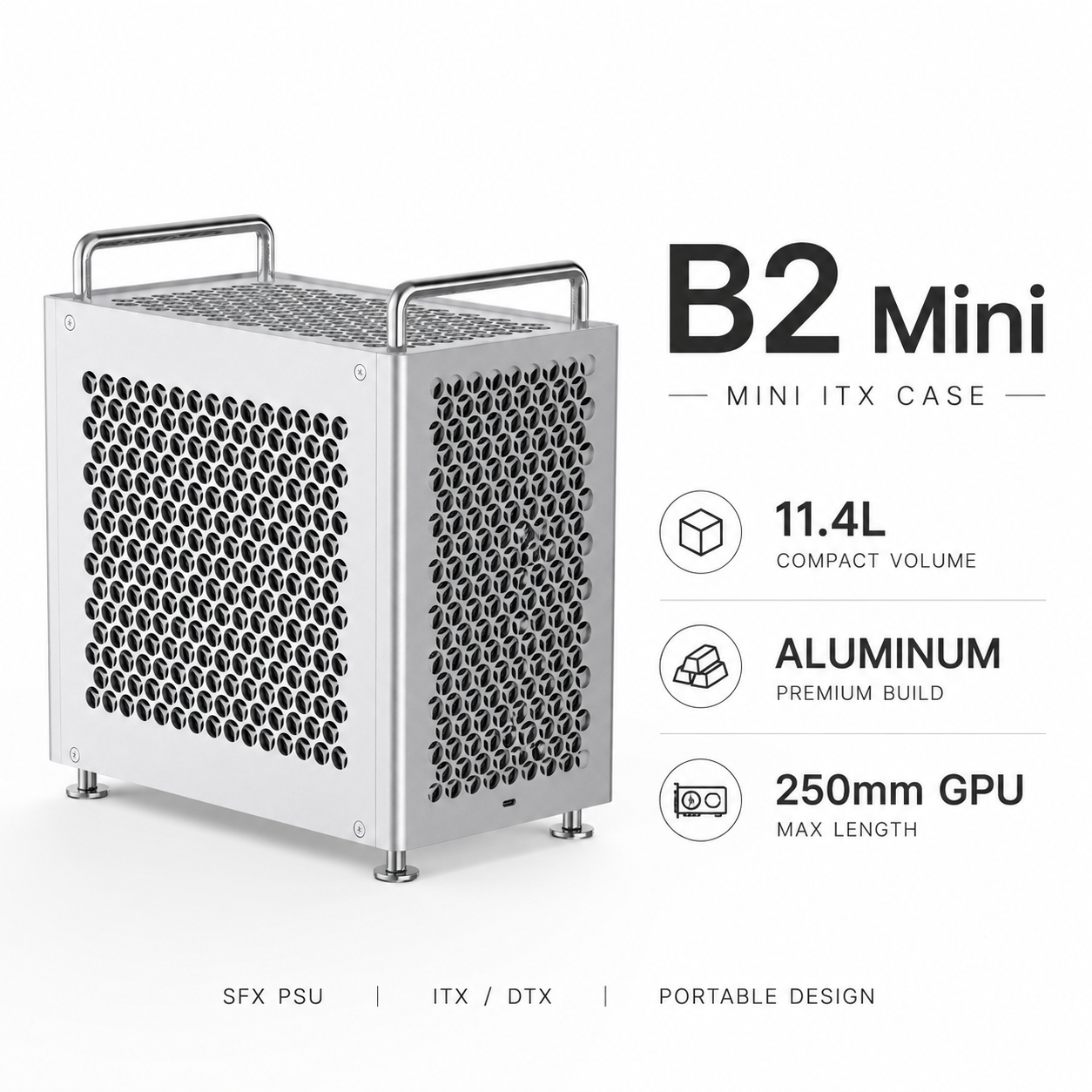 B2Mini ITX Aluminum Case 11.4L - Case Mesh Panel ulasan dan harga