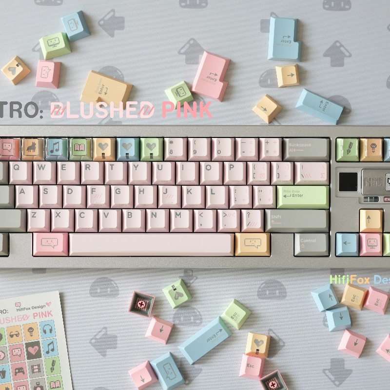 Shy Pink Vintage Theme Keycaps - Vintage Gaming Accessories ulasan dan harga