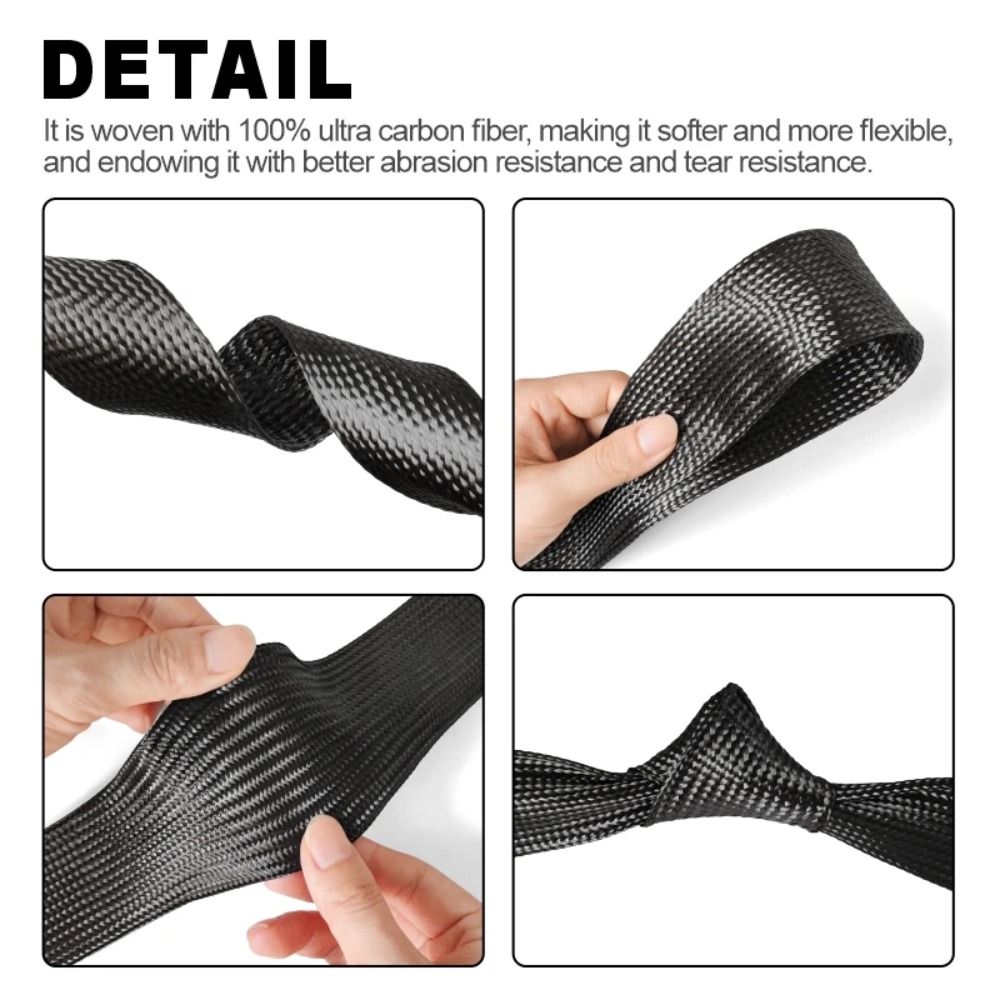 1M Carbon Fiber Cable Sleeve B - Cable Sleeve Braided ulasan dan harga
