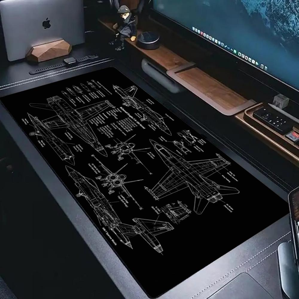 Large Aviation Blueprint Mouse - Vintage Gaming Accessories ulasan dan harga