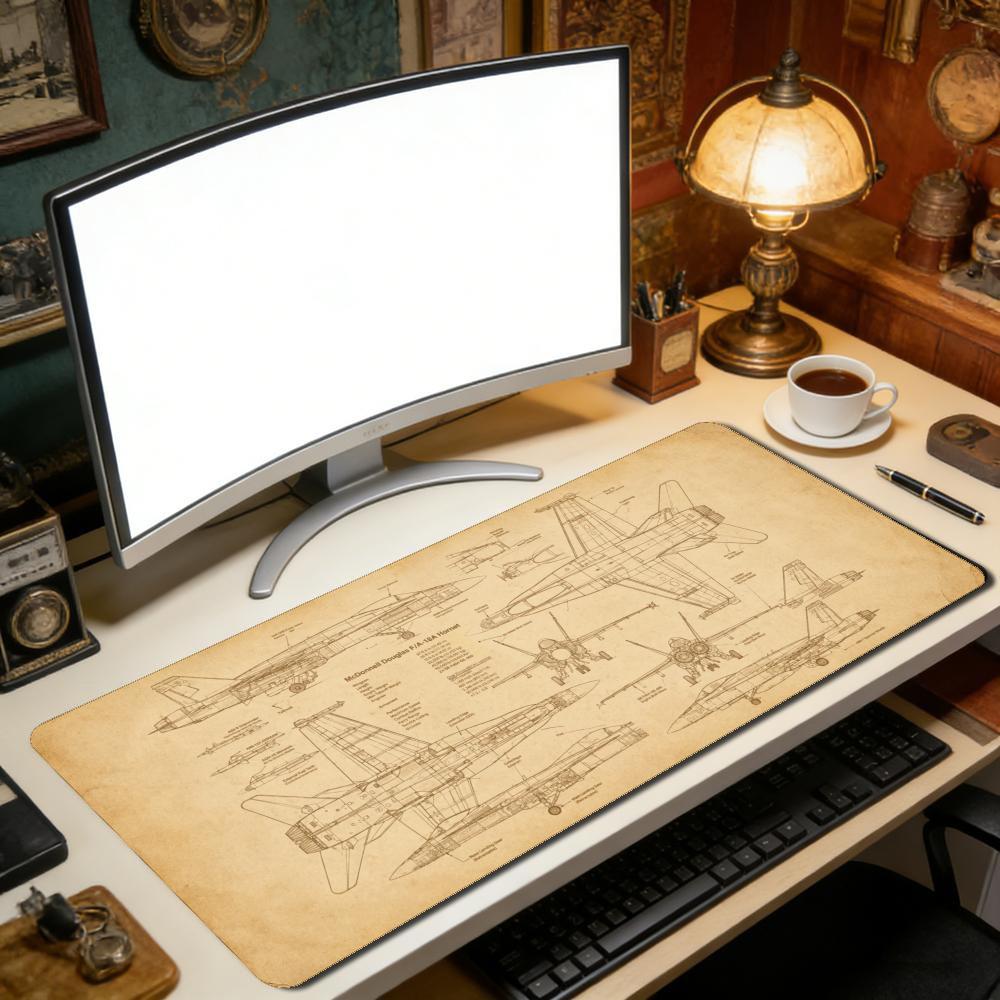 Large Aviation Blueprint Mouse - Vintage Gaming Accessories ulasan dan harga