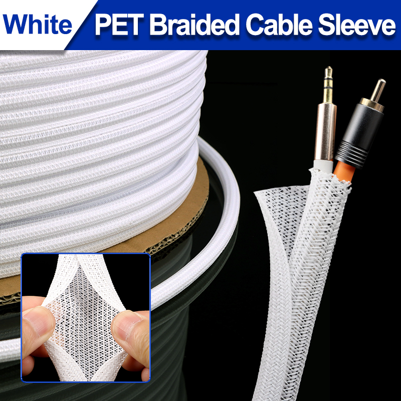 White PET Braided Expandable C - Cable Sleeve Braided ulasan dan harga