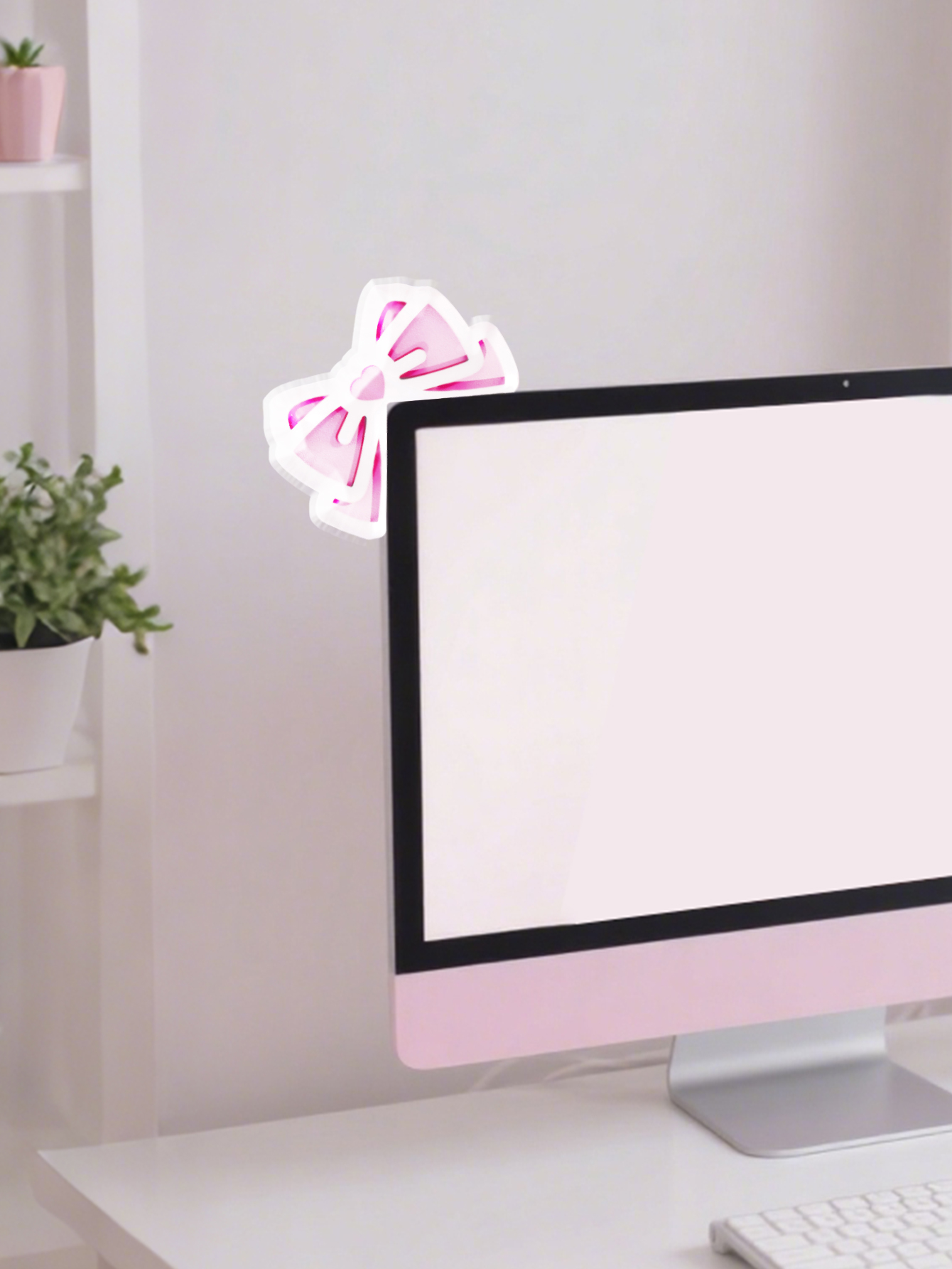 Kawaii Bow Monitor Decor Pink  - Gaming Accessories Kawaii ulasan dan harga