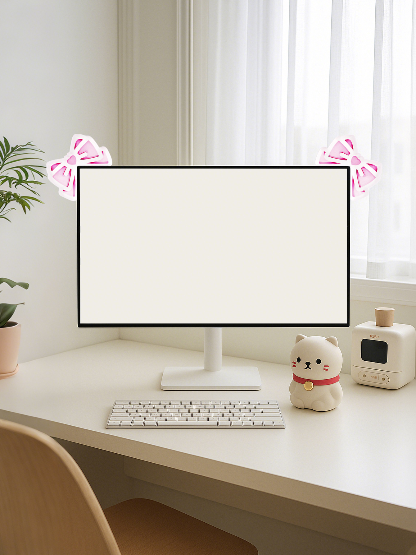 Kawaii Bow Monitor Decor Pink  - Gaming Accessories Kawaii ulasan dan harga