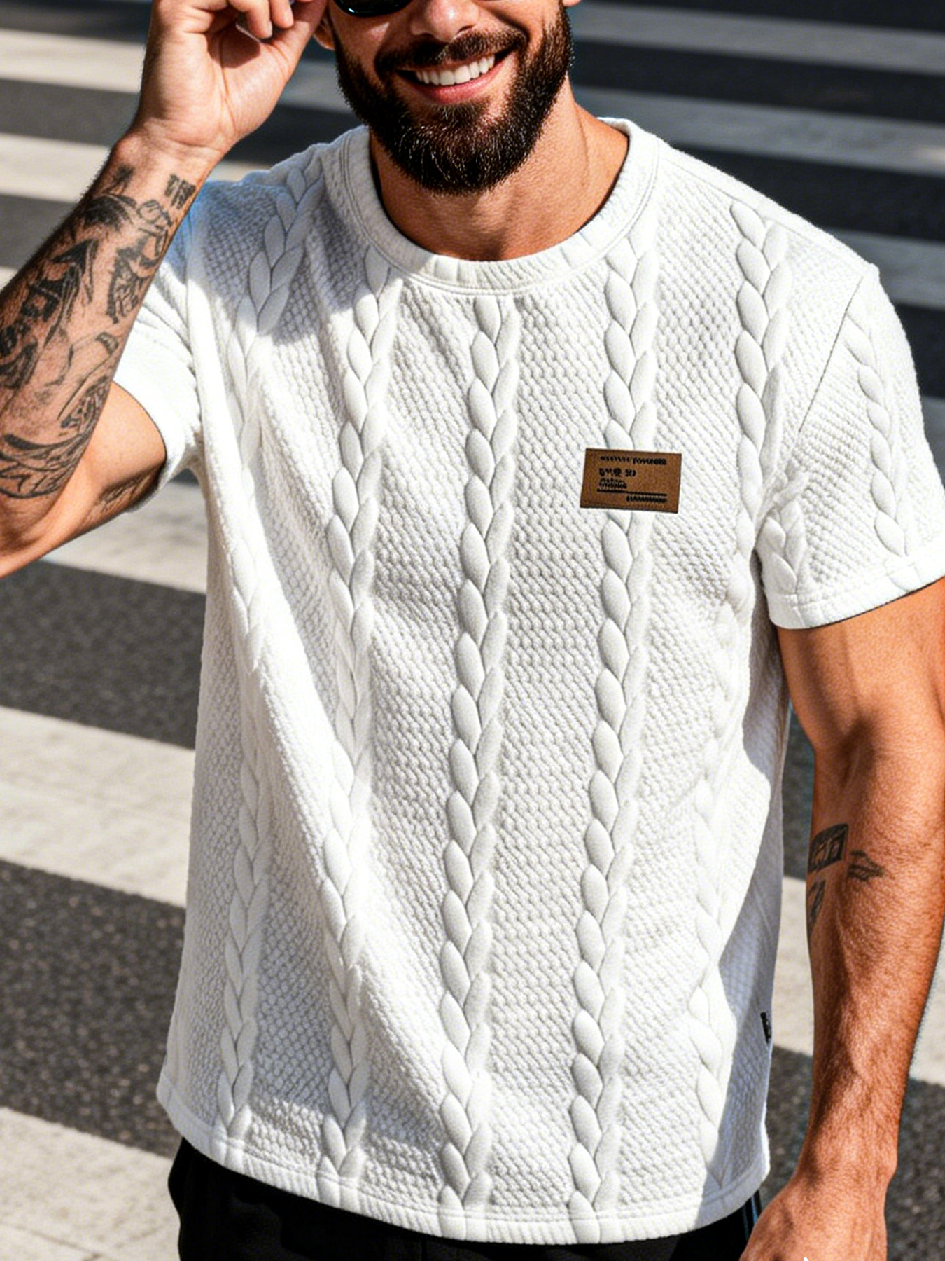 Men's Cable-Knit Jacquard Text - Cable Sleeve Braided ulasan dan harga